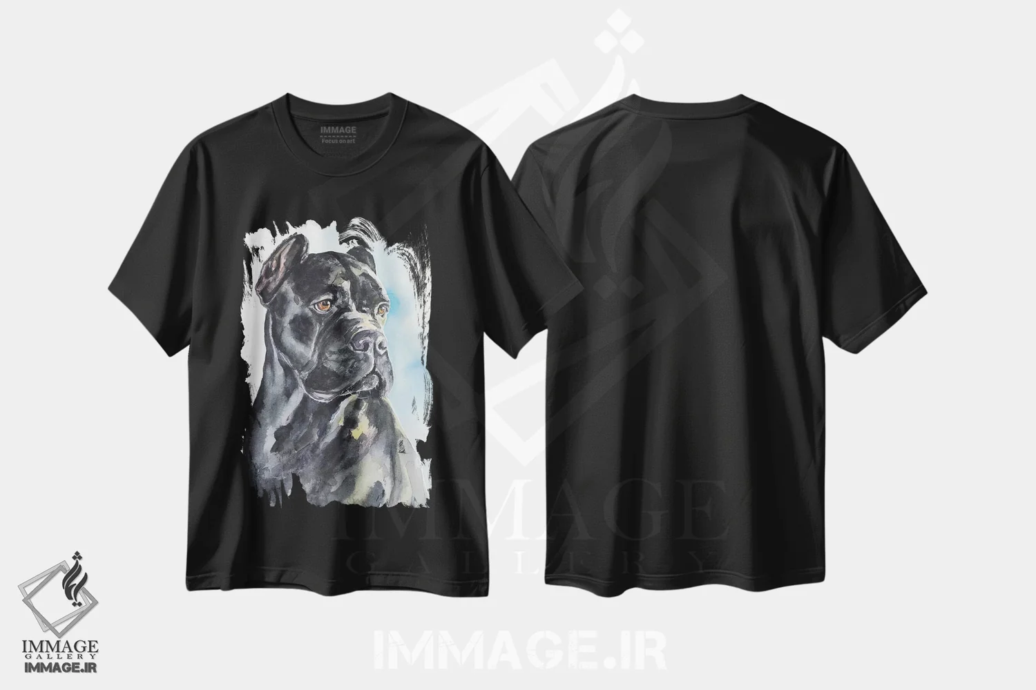 تیشرت مشکی طرح دار کانه کورسو، تزئینی اثر جورج دیاچنکو | فروشگاه ایماژ