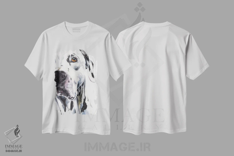 تیشرت سفید طرح دار دالماتین ۲، تزئینی اثر جورج دیاچنکو | فروشگاه ایماژ