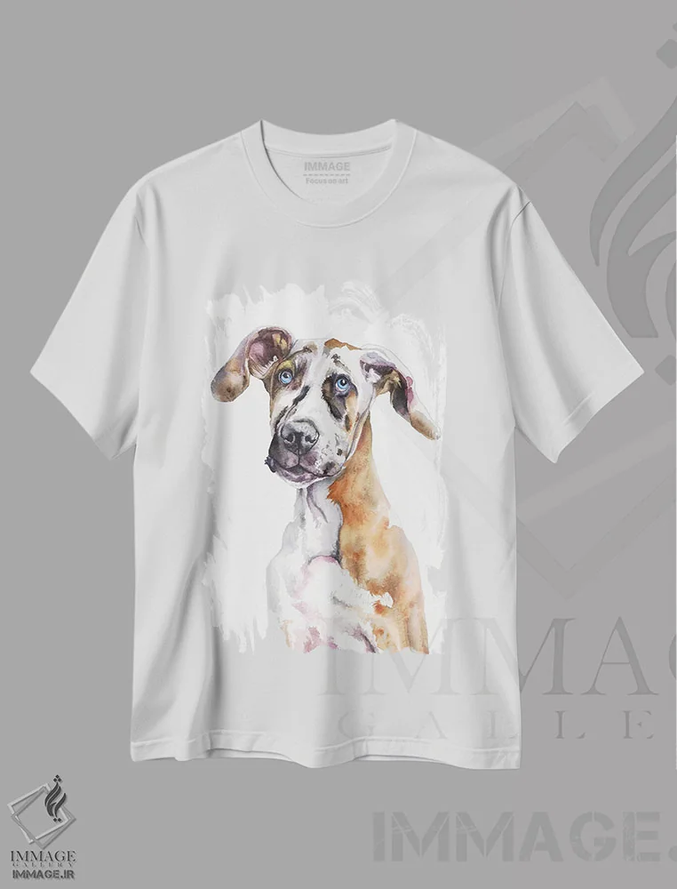 تیشرت سفید طرح دار تولهٔ گریت دین، تزئینی اثر جورج دیاچنکو | فروشگاه ایماژ