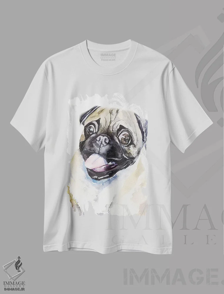 تیشرت سفید طرح دار پاگ حنایی، تزئینی اثر جورج دیاچنکو | immage.ir