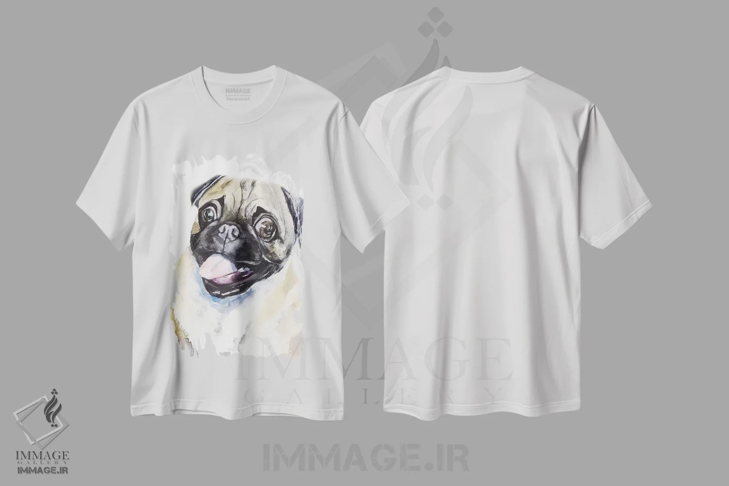 تیشرت سفید طرح دار پاگ حنایی، تزئینی اثر جورج دیاچنکو | immage.ir