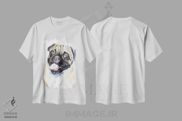 تیشرت سفید طرح دار پاگ حنایی، تزئینی اثر جورج دیاچنکو | immage.ir