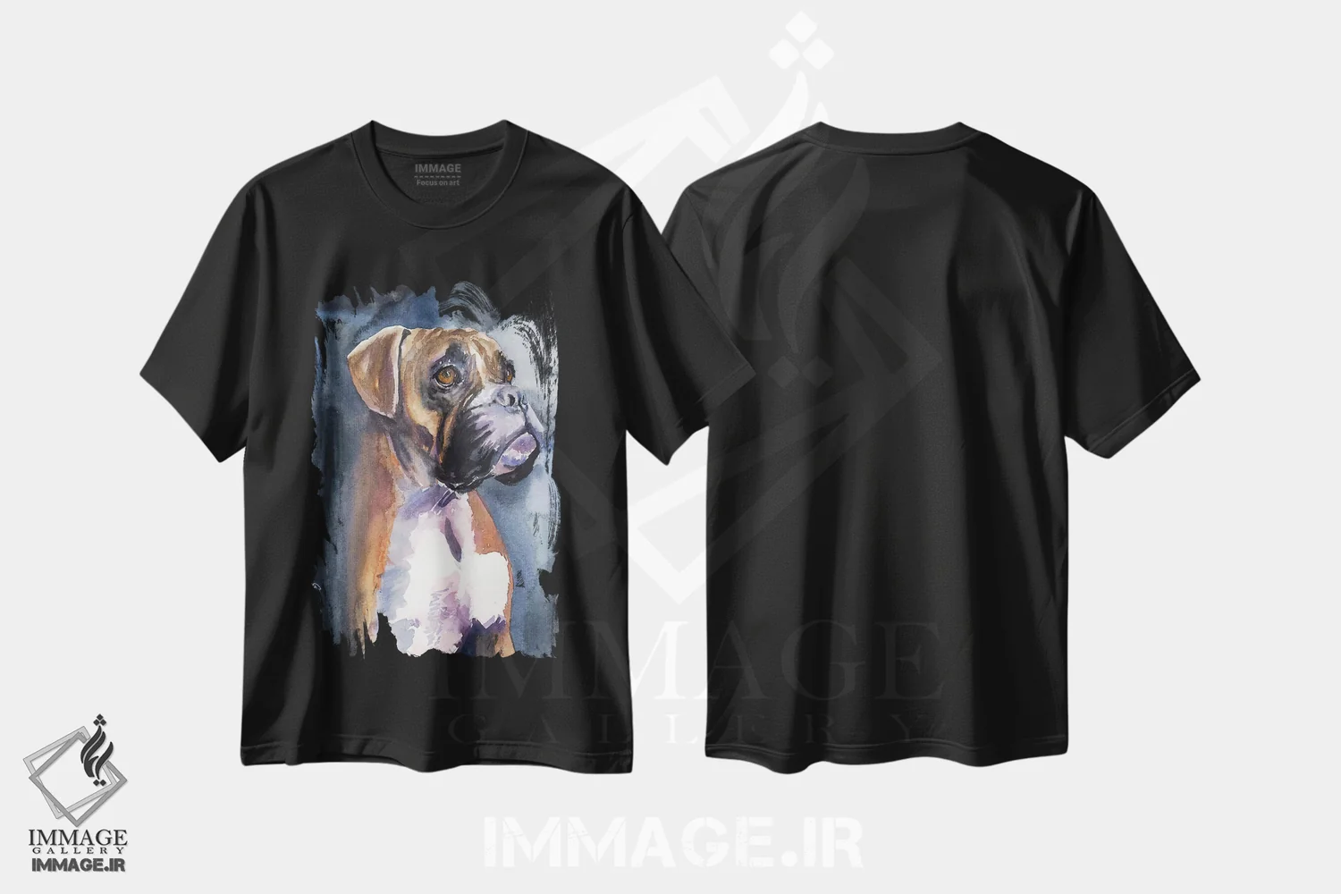 تیشرت مشکی طرح دار باکسر در مه، مدیوم اثر جورج دیاچنکو | فروشگاه ایماژ