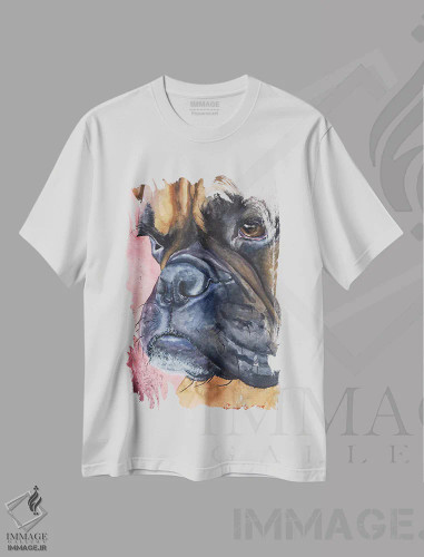 تیشرت سفید طرح دار پرترهٔ باکسر، مدیوم اثر جورج دیاچنکو | فروشگاه ایماژ