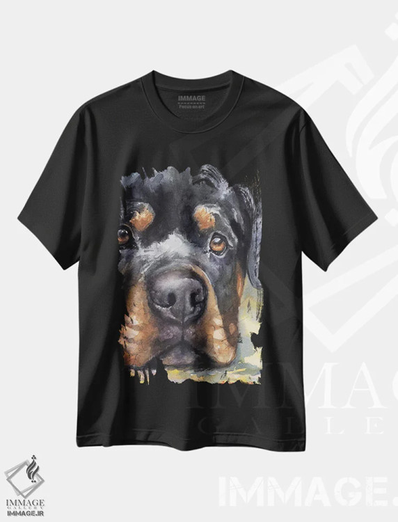 تیشرت مشکی طرح دار روتوایلر، تزئینی اثر جورج دیاچنکو | فروشگاه ایماژ