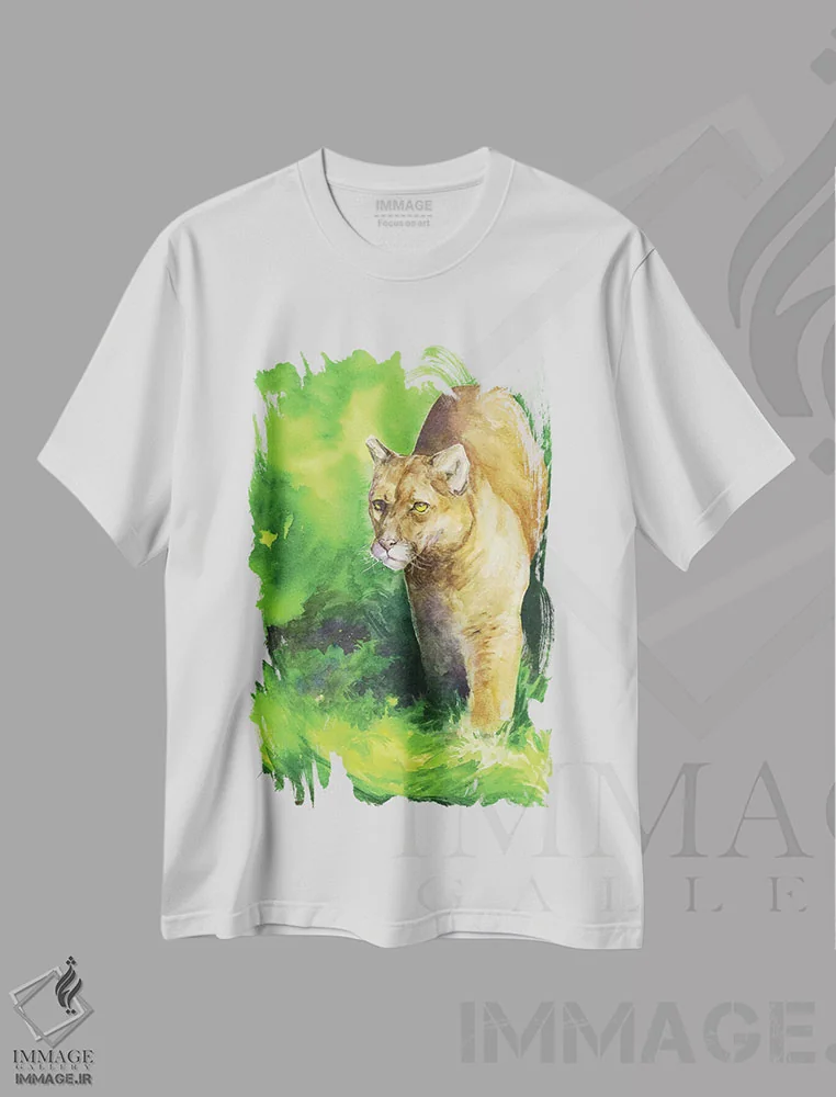 تیشرت سفید طرح دار یوزپلنگ کوهی، تزئینی اثر جورج دیاچنکو | immage.ir