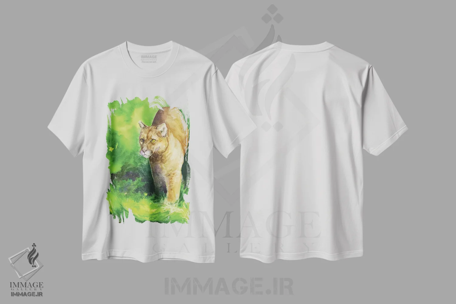 تیشرت سفید طرح دار یوزپلنگ کوهی، تزئینی اثر جورج دیاچنکو | immage.ir