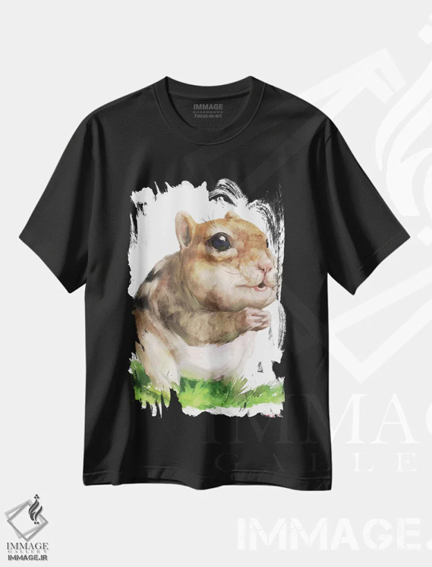 تیشرت مشکی طرح دار موش خرما، دکور معاصر اثر جورج دیاچنکو | فروشگاه ایماژ
