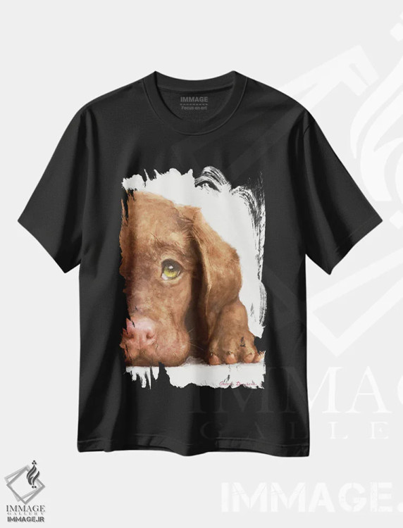 تیشرت مشکی طرح دار توله لابرادور شکلاتی، دکور معاصر اثر جورج دیاچنکو | immage.ir