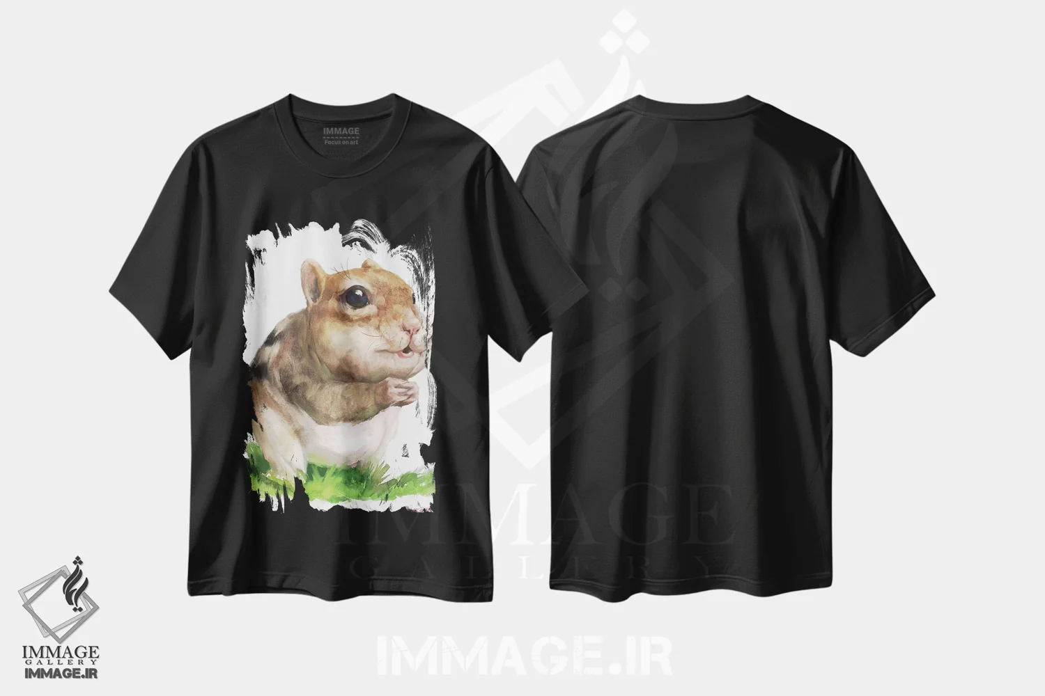 تیشرت مشکی طرح دار موش خرما، دکور معاصر اثر جورج دیاچنکو | فروشگاه ایماژ