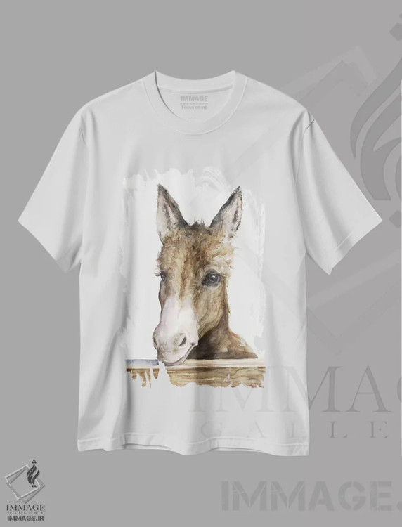 تیشرت سفید طرح دار الاغ بامزه، دکور معاصر اثر جورج دیاچنکو | فروشگاه ایماژ