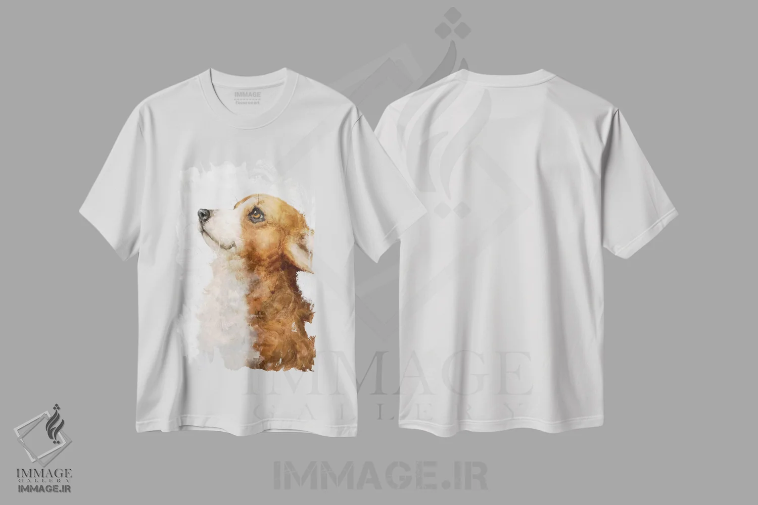 تیشرت سفید طرح دار توله کورگی، دکور معاصر اثر جورج دیاچنکو | immage.ir