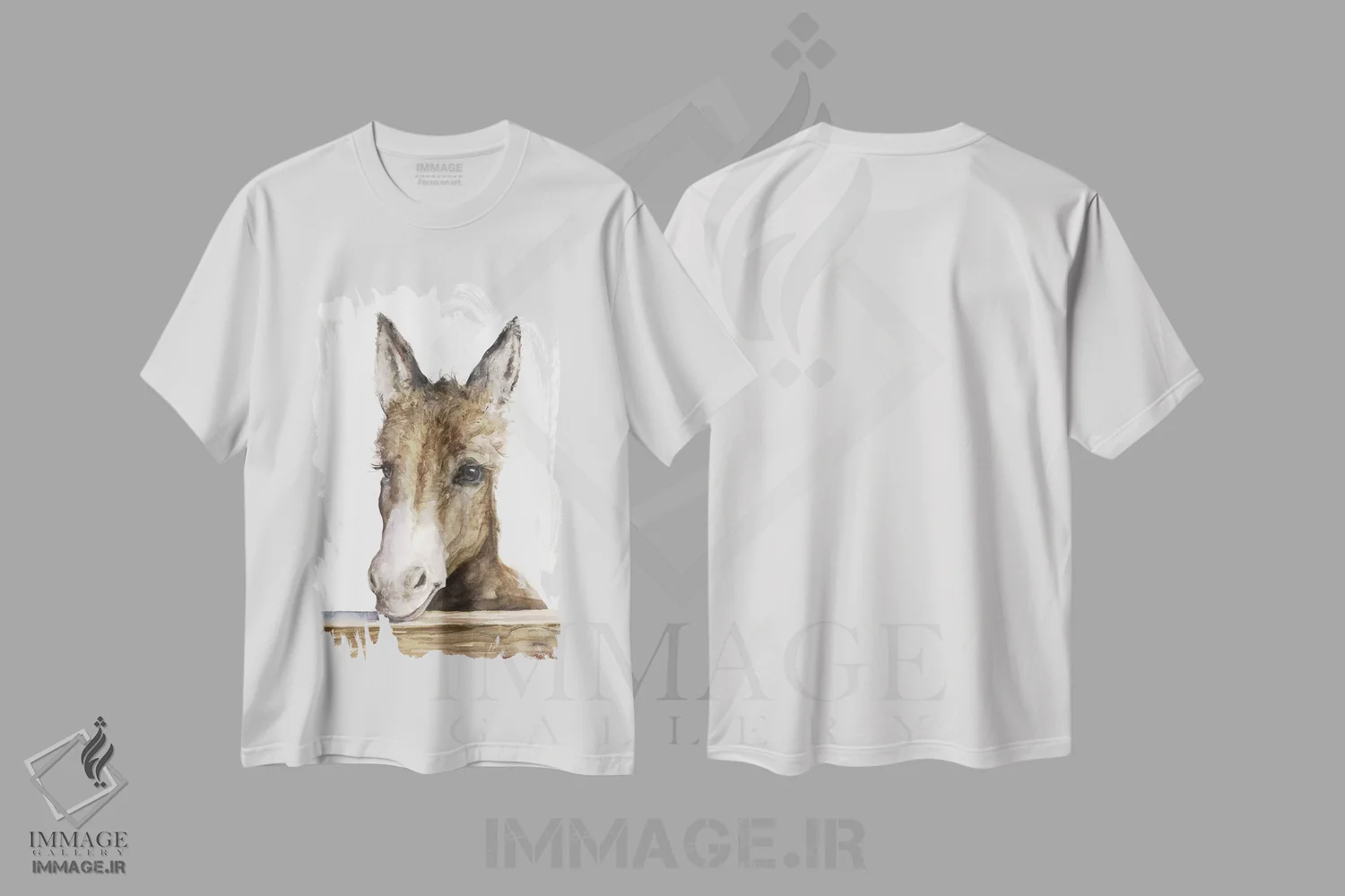 تیشرت سفید طرح دار الاغ بامزه، دکور معاصر اثر جورج دیاچنکو | فروشگاه ایماژ