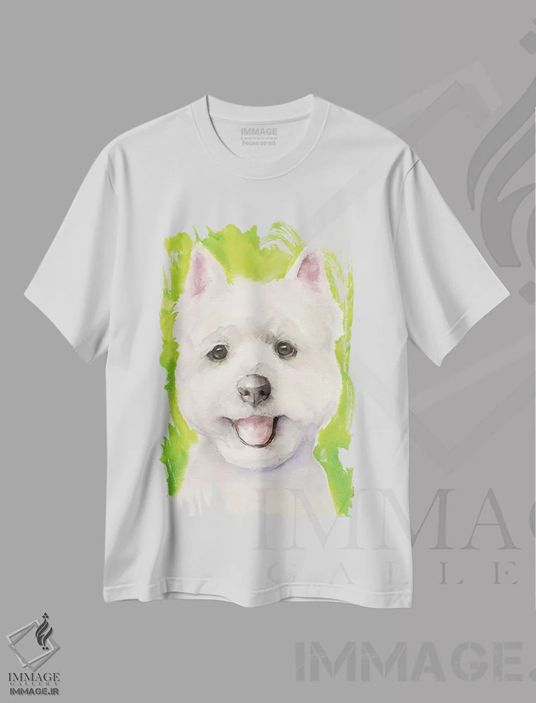 تیشرت سفید طرح دار وستی با پس زمینه، دکور معاصر اثر جورج دیاچنکو | فروشگاه ایماژ