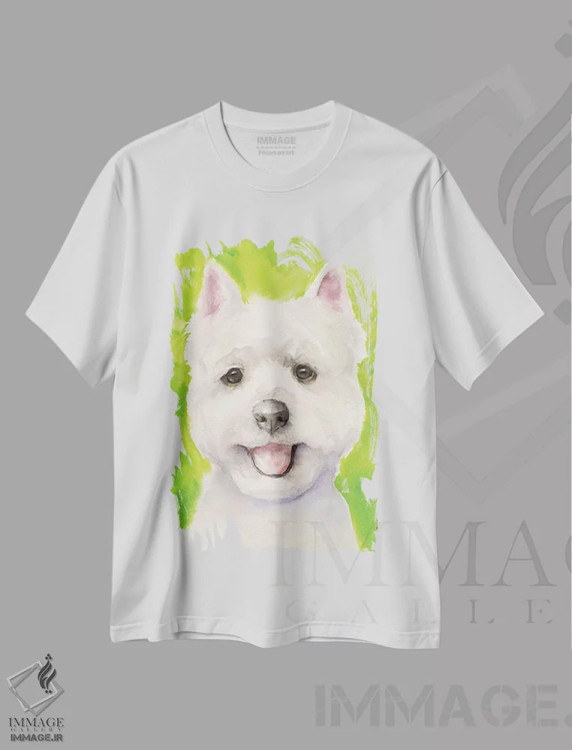 تیشرت سفید طرح دار وستی با پس زمینه، دکور معاصر اثر جورج دیاچنکو | فروشگاه ایماژ