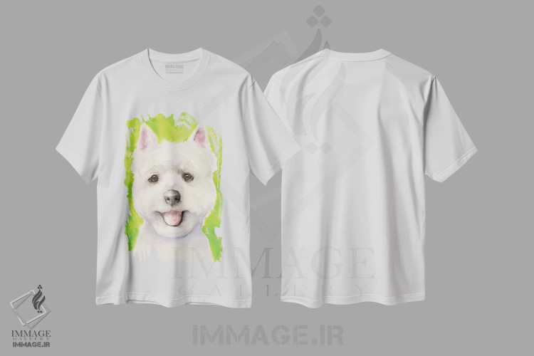 تیشرت سفید طرح دار وستی با پس زمینه، دکور معاصر اثر جورج دیاچنکو | فروشگاه ایماژ