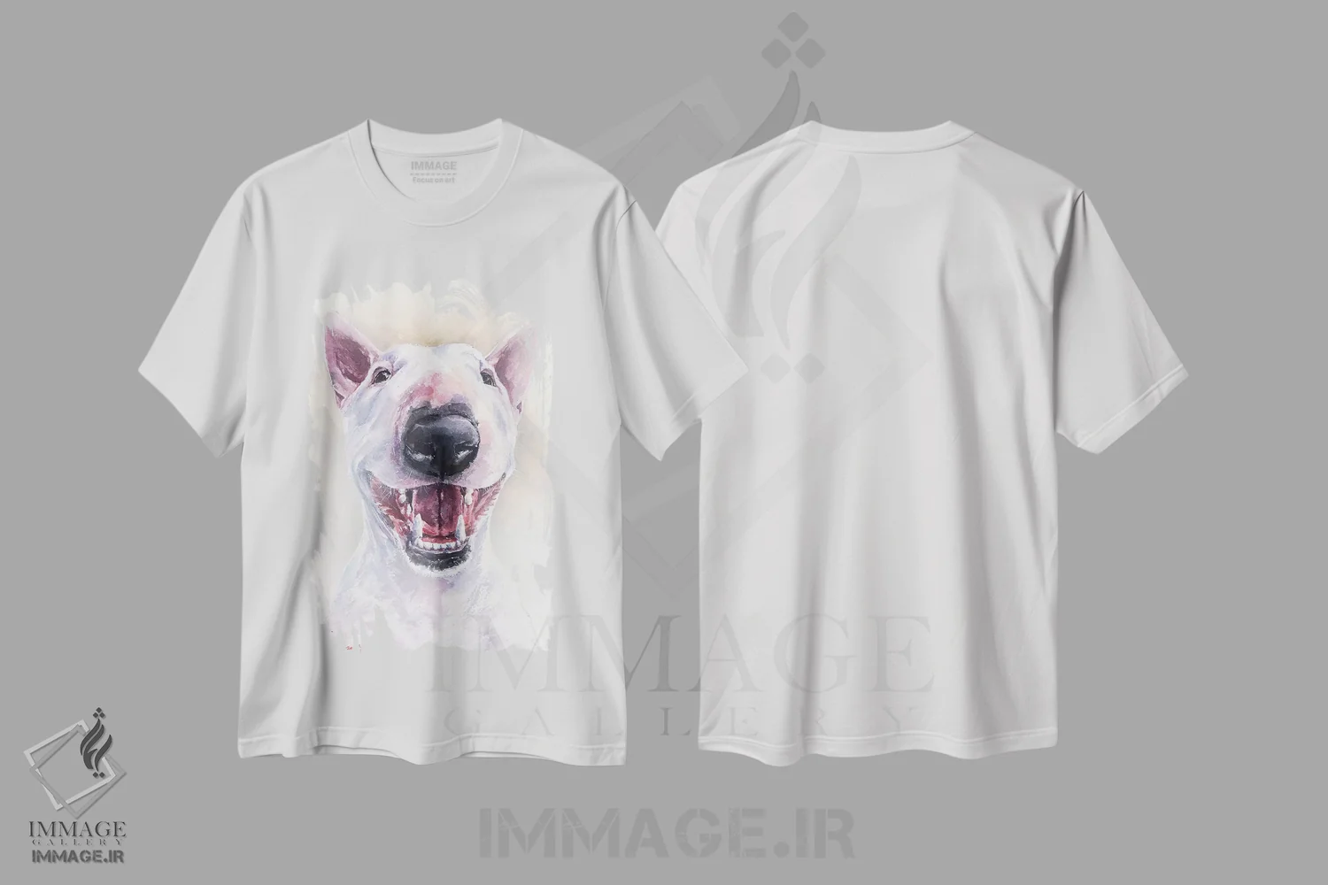 تیشرت سفید طرح دار بول تریر خوشحال، دکور معاصر اثر جورج دیاچنکو | فروشگاه ایماژ