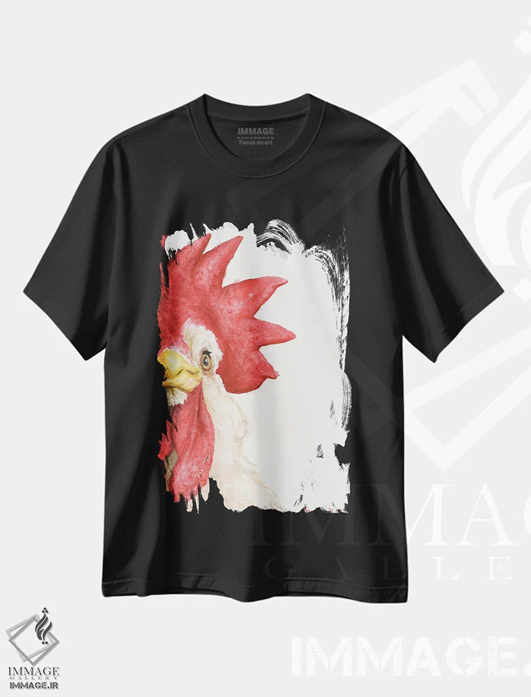 تیشرت مشکی طرح دار مرغ ۱، تزئینی اثر جورج دیاچنکو | immage.ir