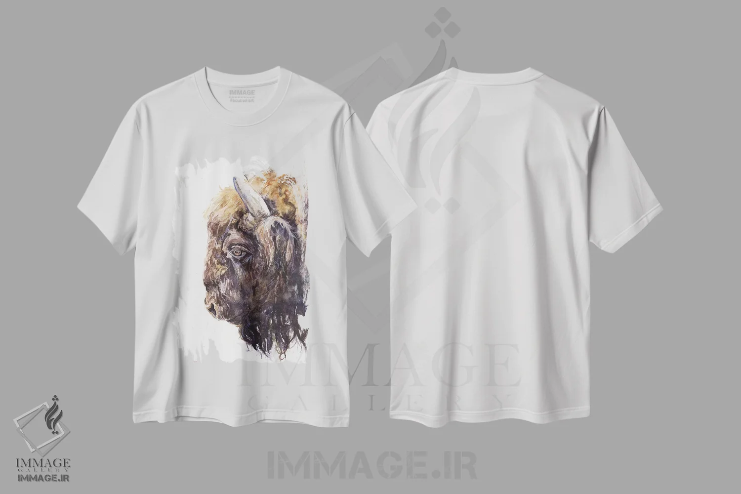 تیشرت سفید طرح دار بوفالو، مدیوم اثر جورج دیاچنکو | immage.ir