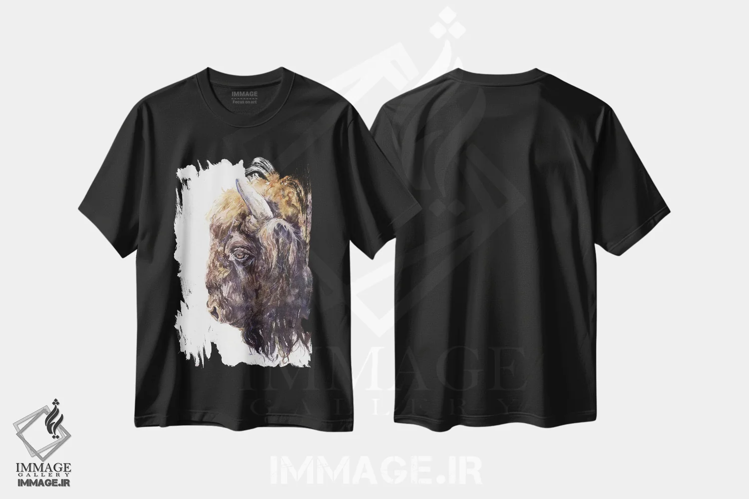 تیشرت مشکی طرح دار بوفالو، مدیوم اثر جورج دیاچنکو | فروشگاه ایماژ