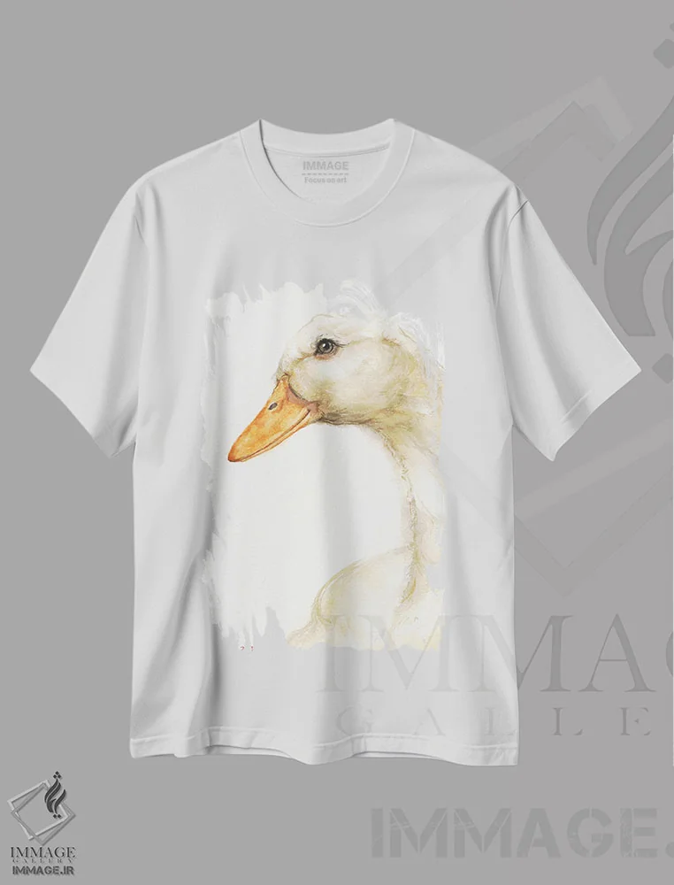 تیشرت سفید طرح دار غاز، تزئینی اثر جورج دیاچنکو | فروشگاه ایماژ