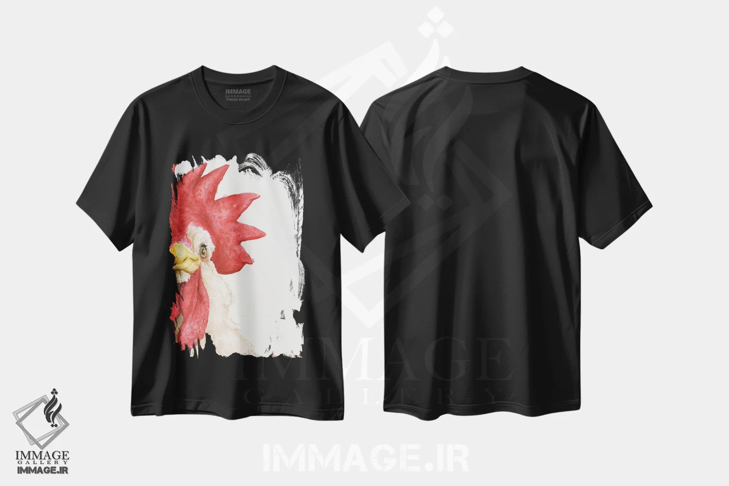 تیشرت مشکی طرح دار مرغ ۱، تزئینی اثر جورج دیاچنکو | immage.ir