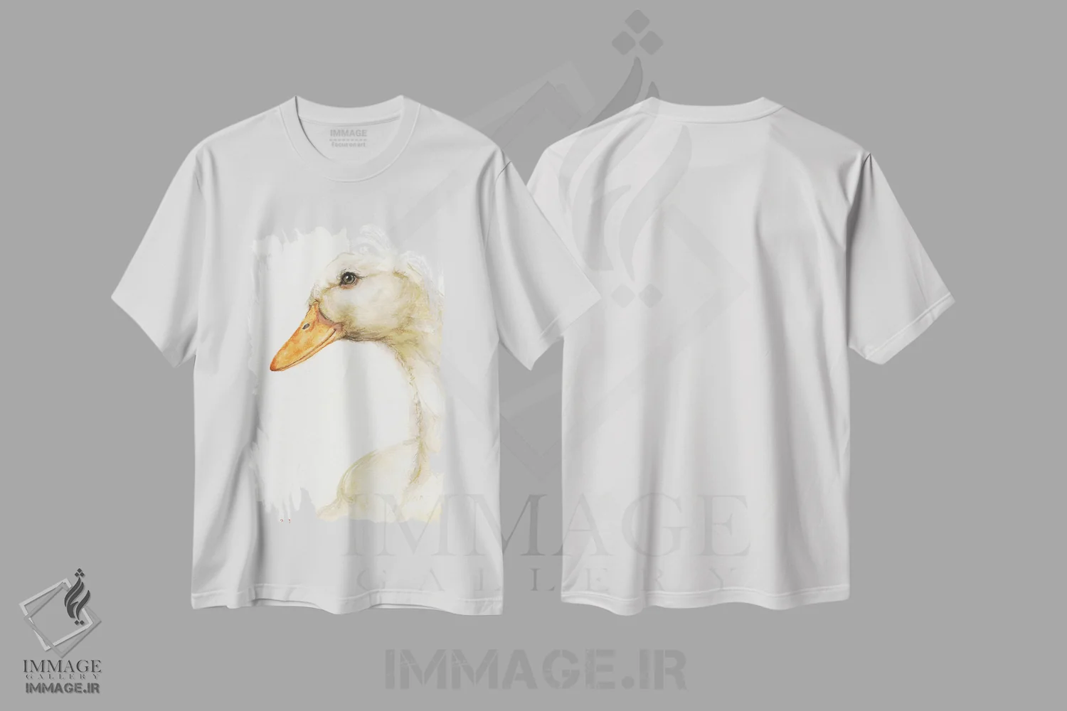 تیشرت سفید طرح دار غاز، تزئینی اثر جورج دیاچنکو | فروشگاه ایماژ