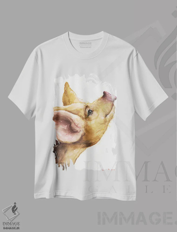 تیشرت سفید طرح دار خوکچه آکسفورد سندی، تزئینی اثر جورج دیاچنکو | immage.ir