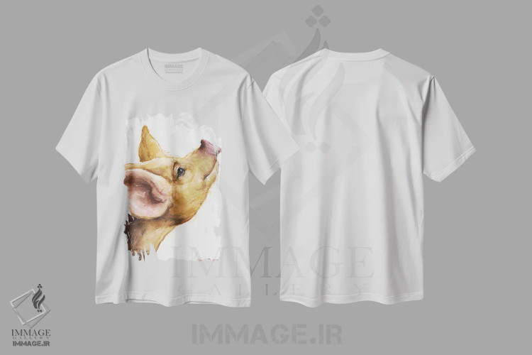 تیشرت سفید طرح دار خوکچه آکسفورد سندی، تزئینی اثر جورج دیاچنکو | immage.ir