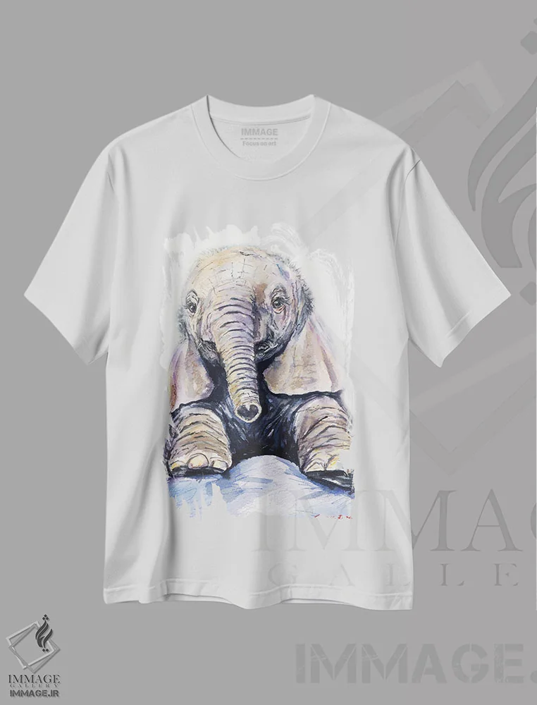 تیشرت سفید طرح دار نوزاد فیل، دکور معاصر اثر جورج دیاچنکو | immage.ir