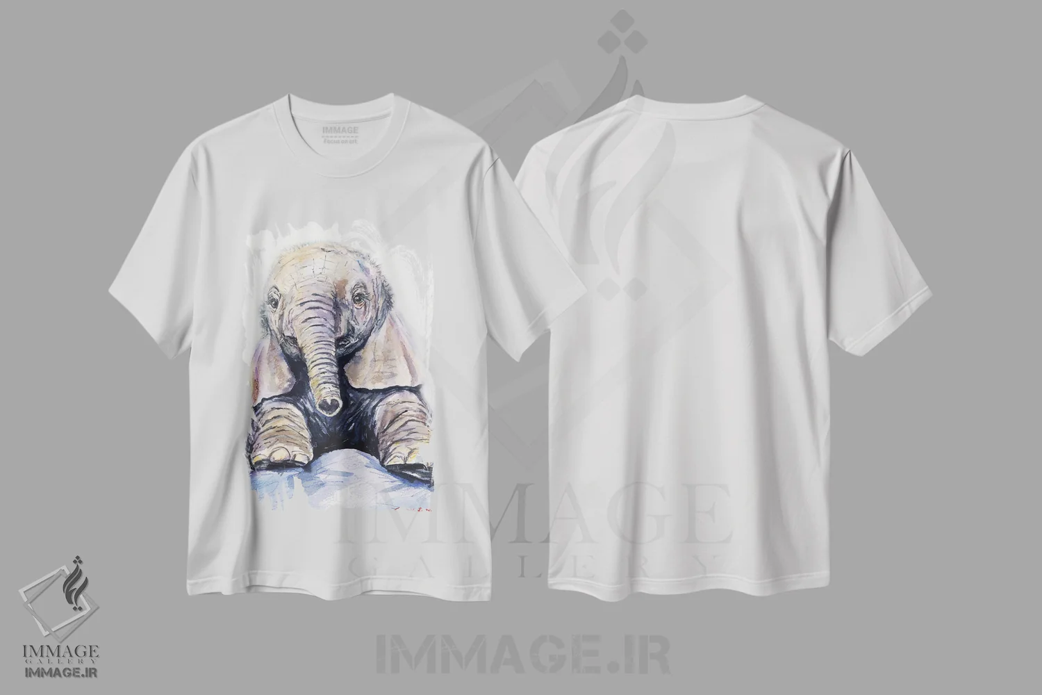 تیشرت سفید طرح دار نوزاد فیل، دکور معاصر اثر جورج دیاچنکو | immage.ir