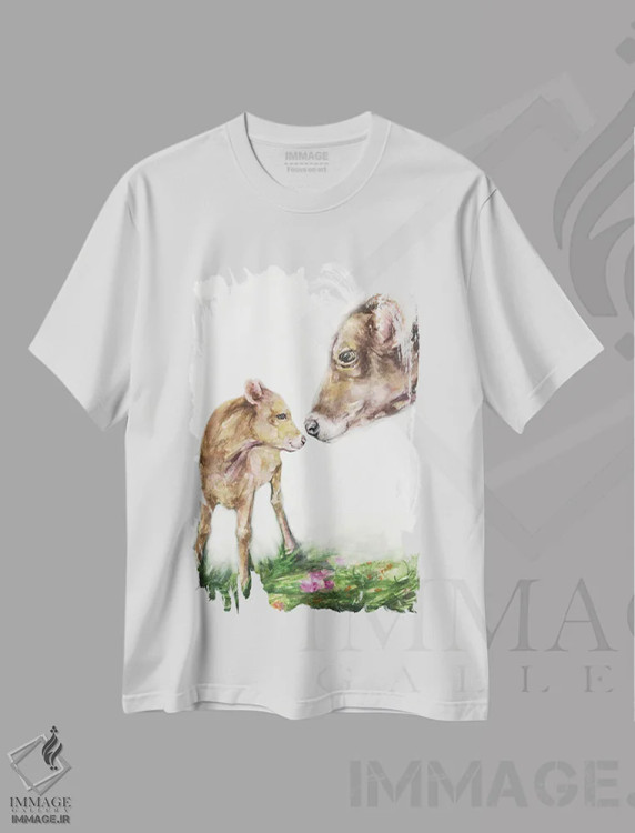 تیشرت سفید طرح دار گاو مادر، دکور معاصر اثر جورج دیاچنکو | immage.ir
