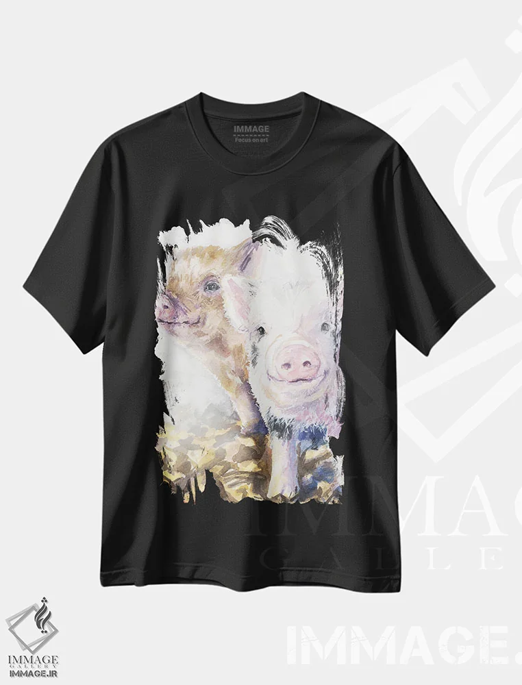 تیشرت مشکی طرح دار دوستان خوک، دکور معاصر اثر جورج دیاچنکو | immage.ir