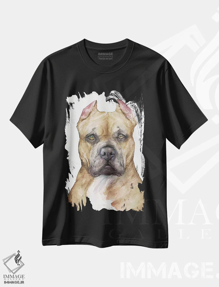 تیشرت مشکی طرح دار پیتبول، دکور معاصر اثر جورج دیاچنکو | فروشگاه ایماژ