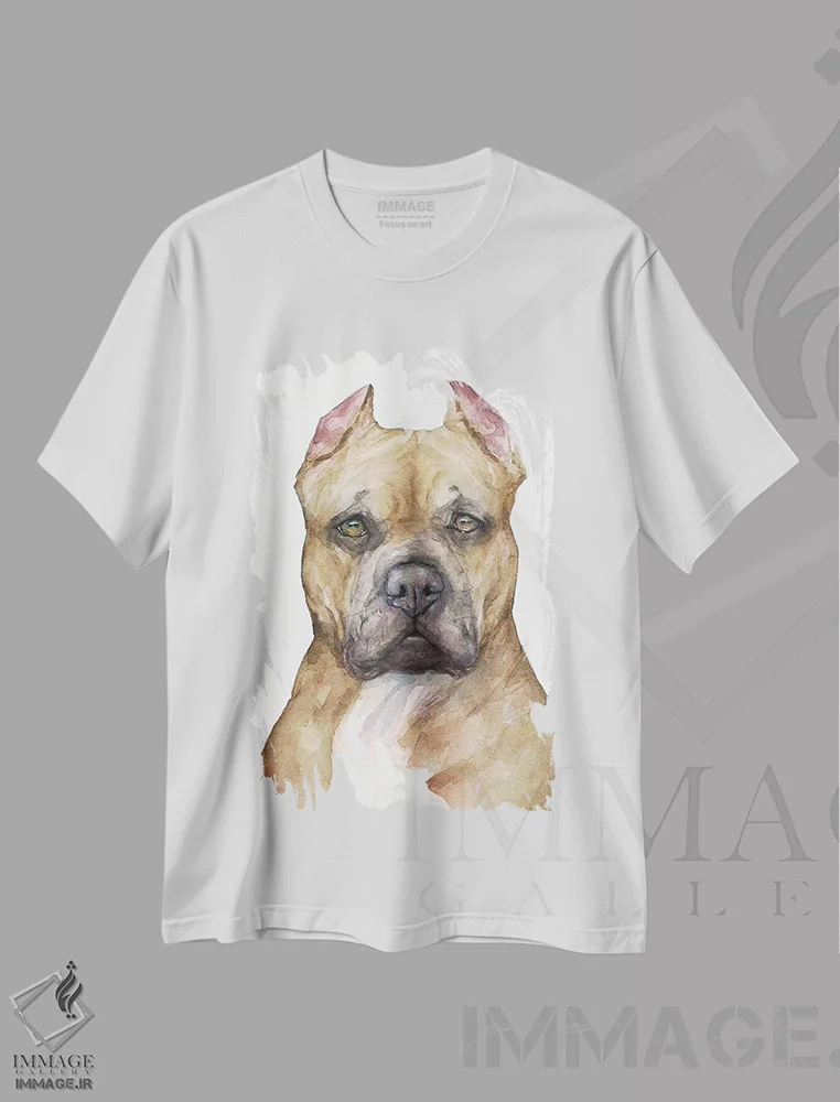 تیشرت سفید طرح دار پیتبول، دکور معاصر اثر جورج دیاچنکو | immage.ir