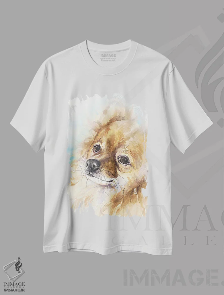 تیشرت سفید طرح دار پامرانین، دکور معاصر اثر جورج دیاچنکو | فروشگاه ایماژ