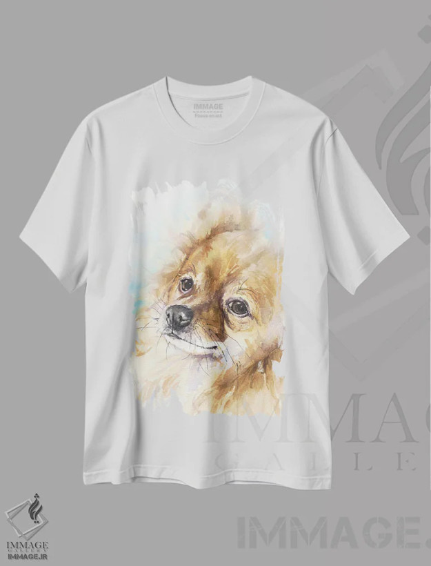 تیشرت سفید طرح دار پامرانین، دکور معاصر اثر جورج دیاچنکو | فروشگاه ایماژ