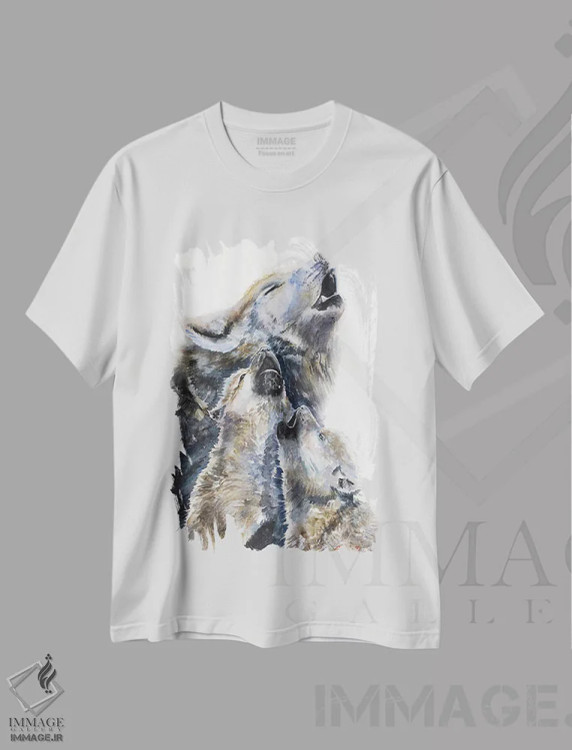 تیشرت سفید طرح دار مادر گرگ و توله هایش، دکور معاصر اثر جورج دیاچنکو | immage.ir