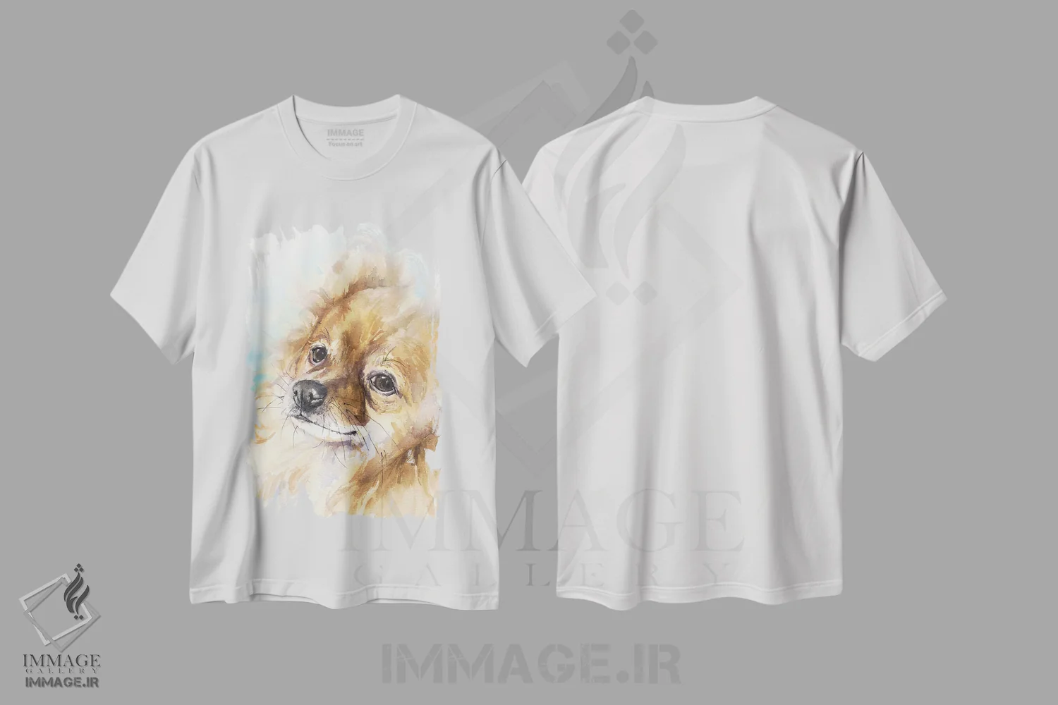 تیشرت سفید طرح دار پامرانین، دکور معاصر اثر جورج دیاچنکو | فروشگاه ایماژ