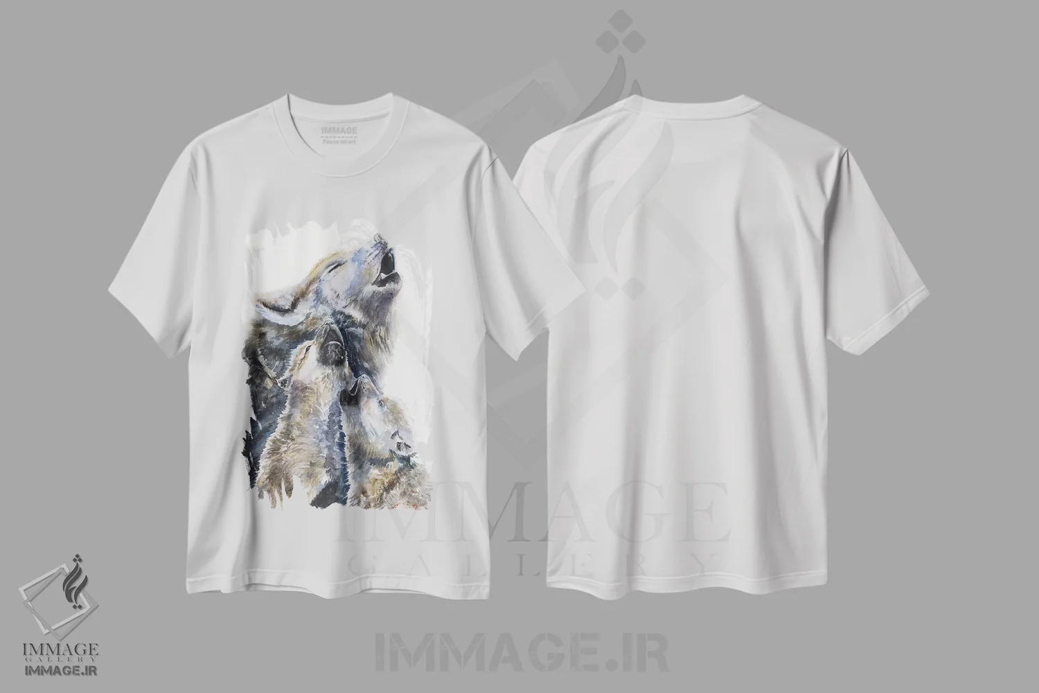 تیشرت سفید طرح دار مادر گرگ و توله هایش، دکور معاصر اثر جورج دیاچنکو | immage.ir