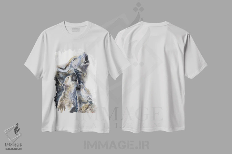 تیشرت سفید طرح دار مادر گرگ و توله هایش، دکور معاصر اثر جورج دیاچنکو | immage.ir