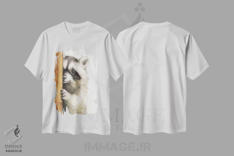 تیشرت سفید طرح دار راکون بامزه، تزئینی اثر جورج دیاچنکو | immage.ir