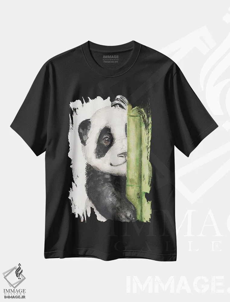تیشرت مشکی طرح دار پاندای کوچک ۱، تزئینی اثر جورج دیاچنکو | immage.ir