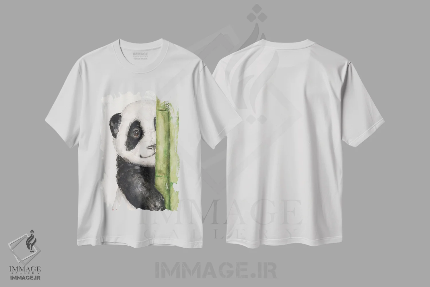 تیشرت سفید طرح دار پاندای کوچک ۱، تزئینی اثر جورج دیاچنکو | فروشگاه ایماژ