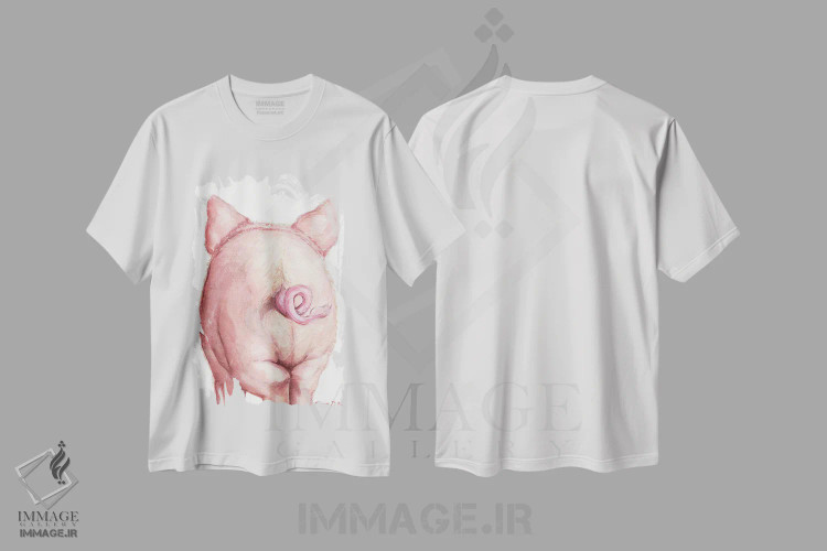 تیشرت سفید طرح دار باسن خوکچه، دکور روستایی اثر جورج دیاچنکو | فروشگاه ایماژ