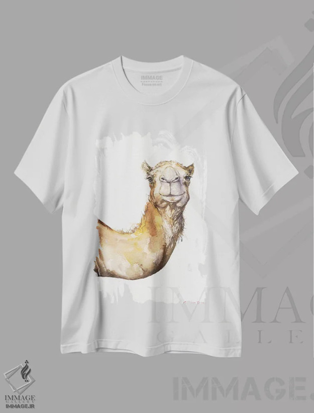 تیشرت سفید طرح دار شتر، مدیوم اثر جورج دیاچنکو | فروشگاه ایماژ