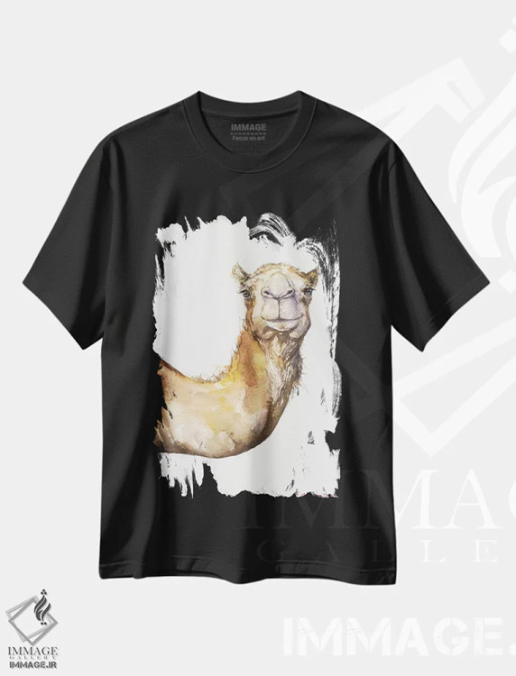 تیشرت مشکی طرح دار شتر، مدیوم اثر جورج دیاچنکو | immage.ir