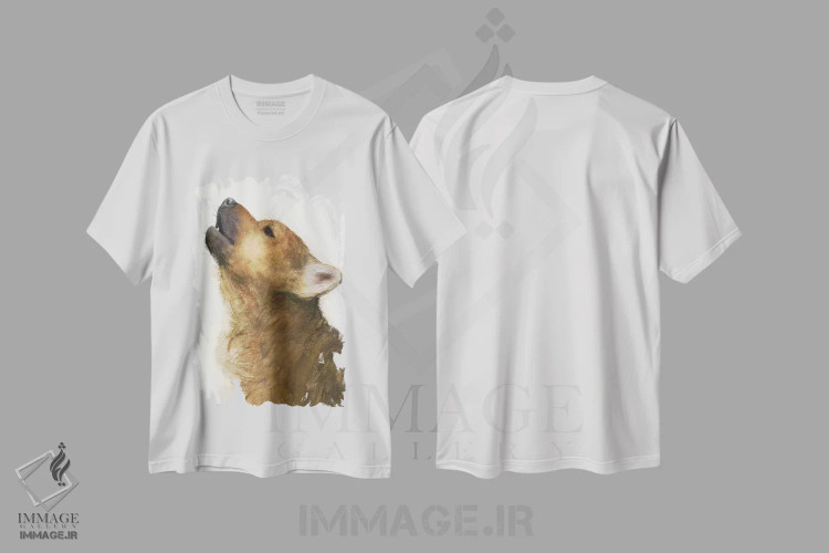 تیشرت سفید طرح دار توله گرگ، تزئینی اثر جورج دیاچنکو | immage.ir