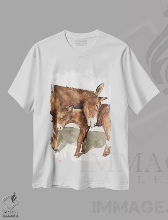تیشرت سفید طرح دار مادر الاغ و بچه اش، مدیوم اثر جورج دیاچنکو | immage.ir