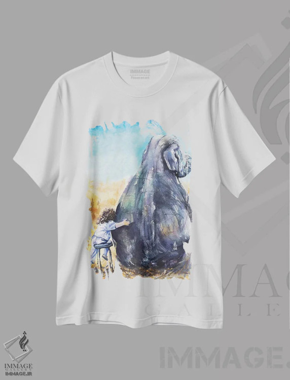 تیشرت سفید طرح دار کودک با فیل، مدیوم اثر جورج دیاچنکو | immage.ir